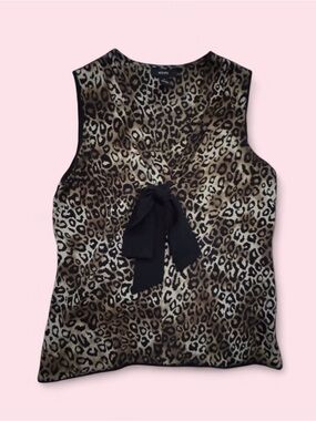 Alfani silk Leopard Print Tie-Neck Sleeveless Top - Brown/Black